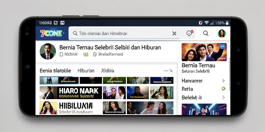 Tampilan antarmuka aplikasi 7CONE dengan berita selebriti.