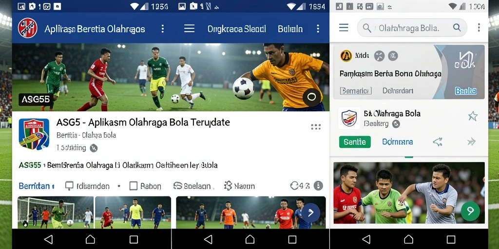 Tampilan antarmuka utama ASG55 dengan berita olahraga bola terbaru.