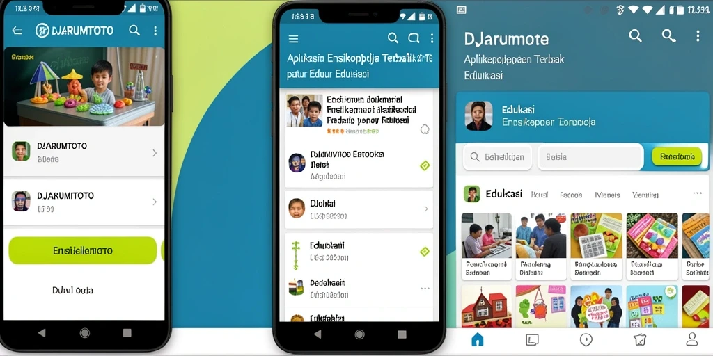 Tampilan antarmuka aplikasi DJARUMTOTO dengan berbagai fungsi edukatif.