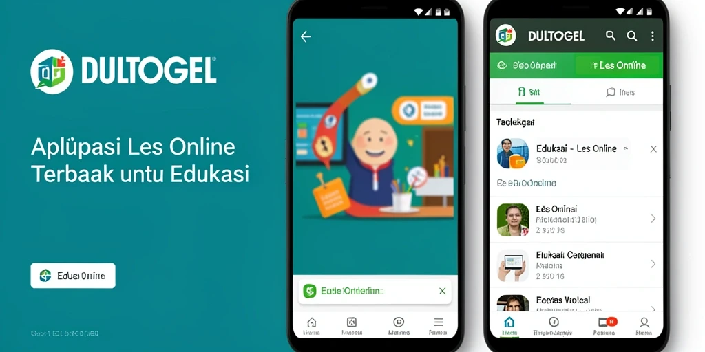 Antarmuka DULTOGEL menunjukkan fitur Les Online yang interaktif.