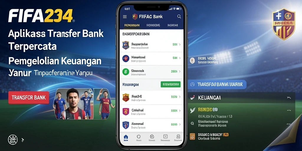 Screenshot utama FIFA234 menunjukkan antarmuka pengguna yang ramah dan fungsi Transfer Bank yang mudah.