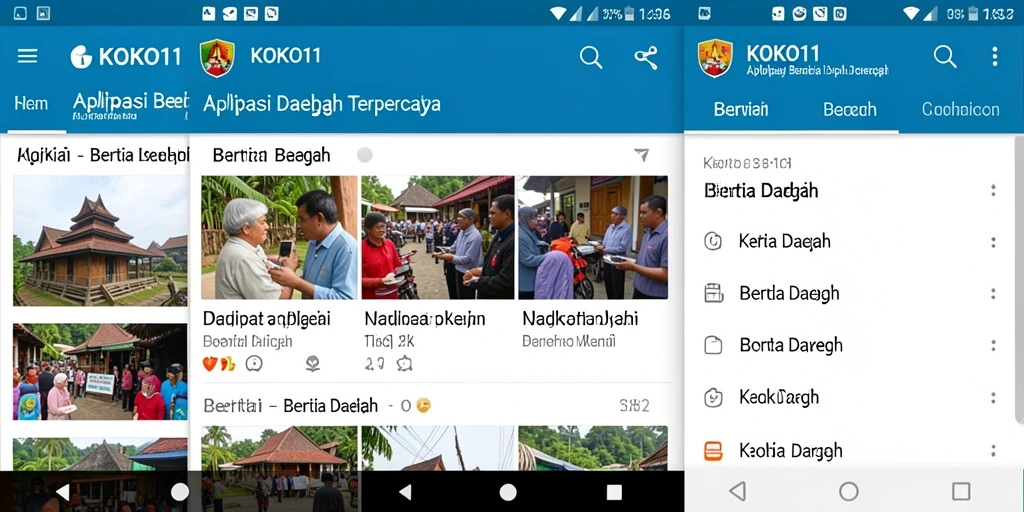 Antarmuka pengguna aplikasi KOKO11 yang menampilkan berita daerah.