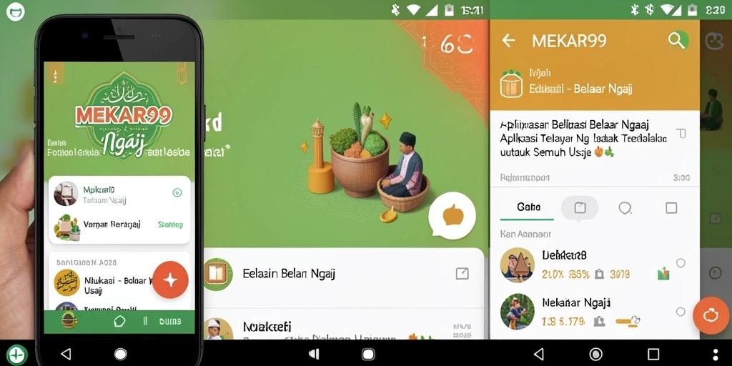Tampilan antarmuka MEKAR99 yang ramah pengguna untuk Belajar Ngaji.