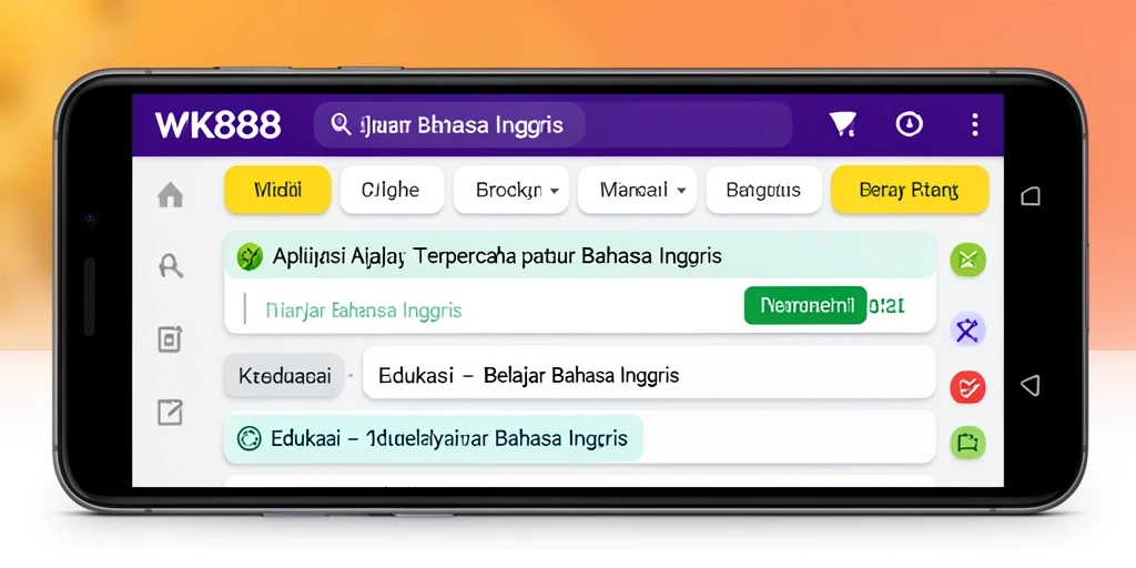 Tampilan antarmuka aplikasi WK888 untuk Belajar Bahasa Inggris.